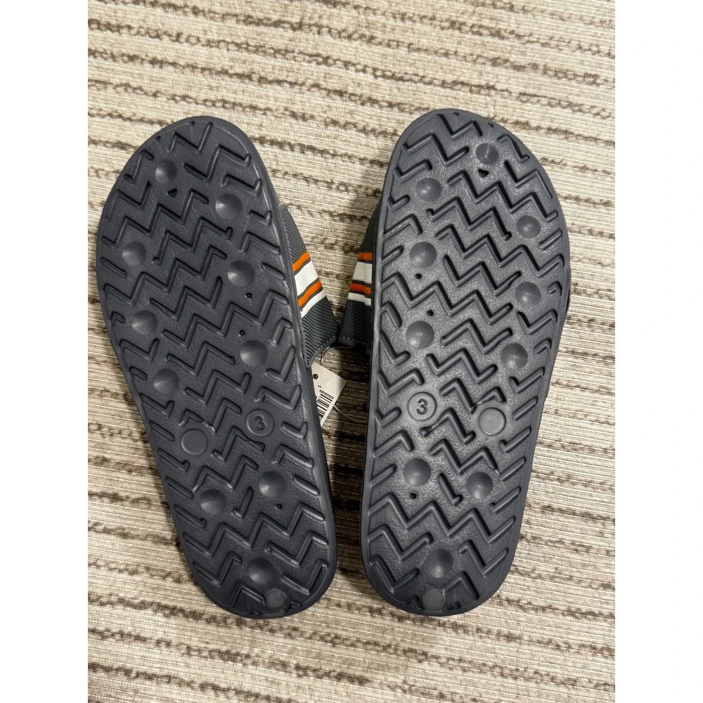 The‎ Childrens Place Boys Grey Orange Striped Slide Sandals Youth Size 3 NWT